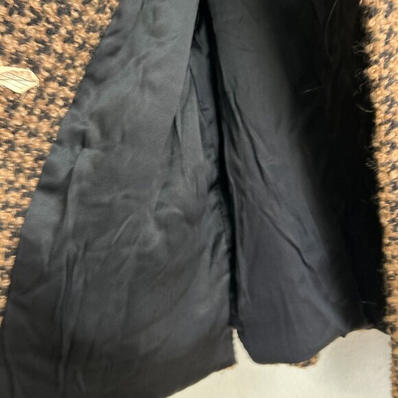 VINTAGE 1950's Mid Century Mink Trimmed Wool Bouclé Double Breasted Swing Coat - Picture 6 of 10